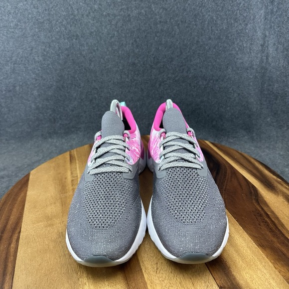 Nike Odyssey React 2 Flyknit Womens Running Shoes Size 10 Gray Pink CI7578-001 - Picture 4 of 11